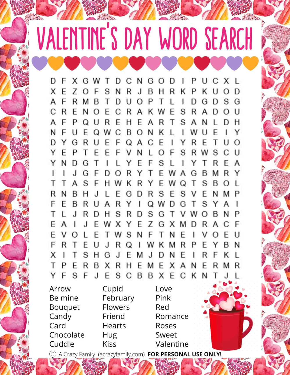 Printable Valentine Word Search Puzzles Printable Valentine Word Search Puzzles