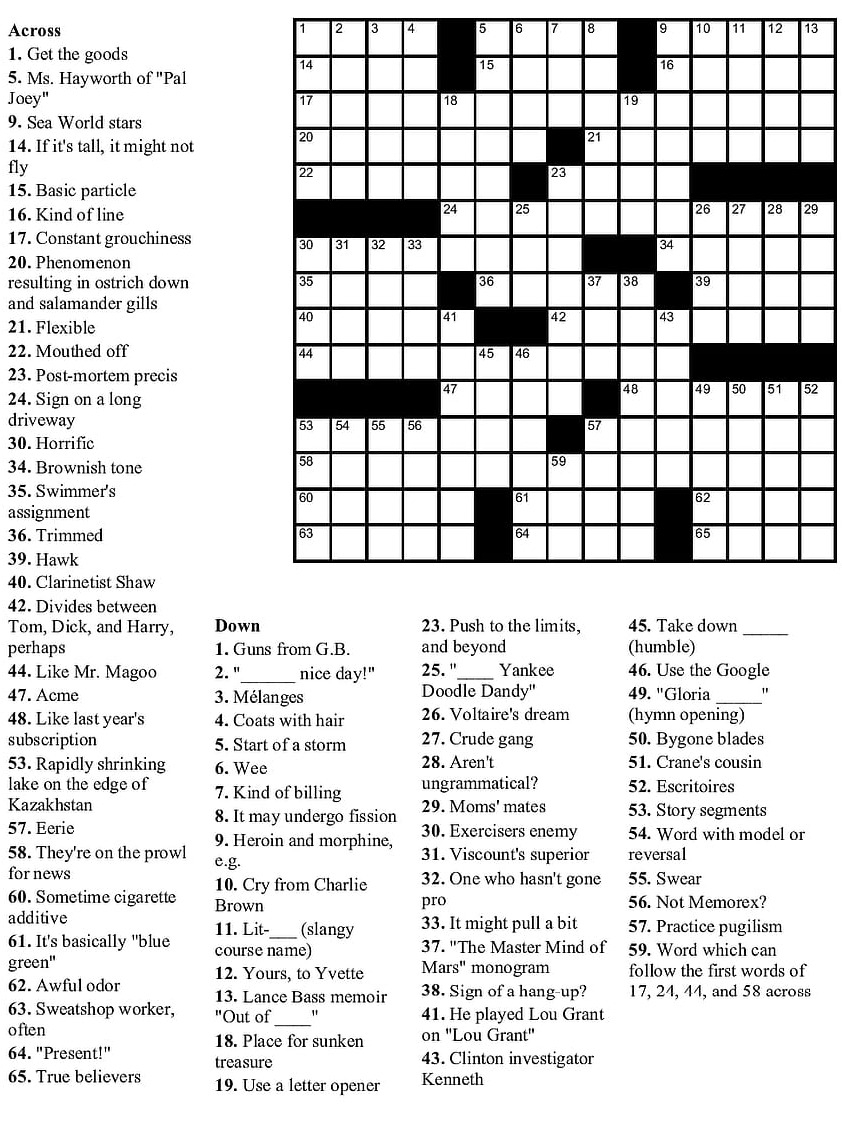 Printable Washington Post Crossword Daily Crossword Printable JD Printable Washington Post Crossword Daily Crossword Printable JD