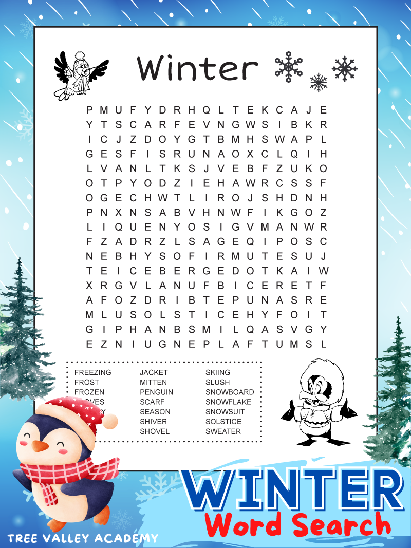 Printable Winter Word Search Printable Free Templates