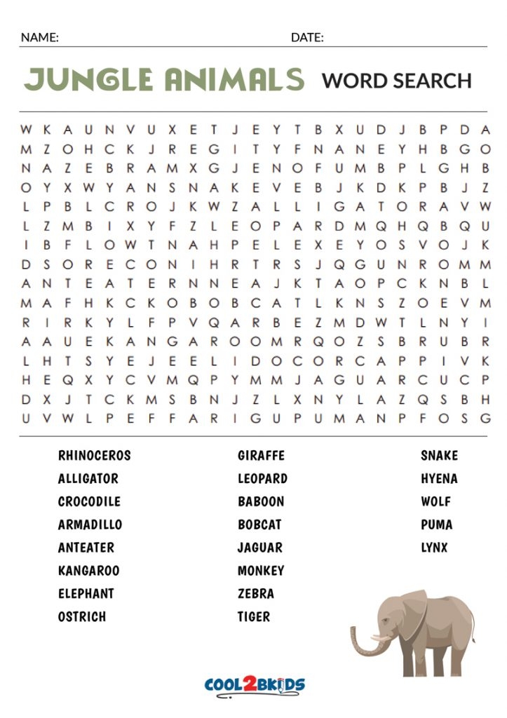 Printable Word Search Animals Printable Word Search Animals