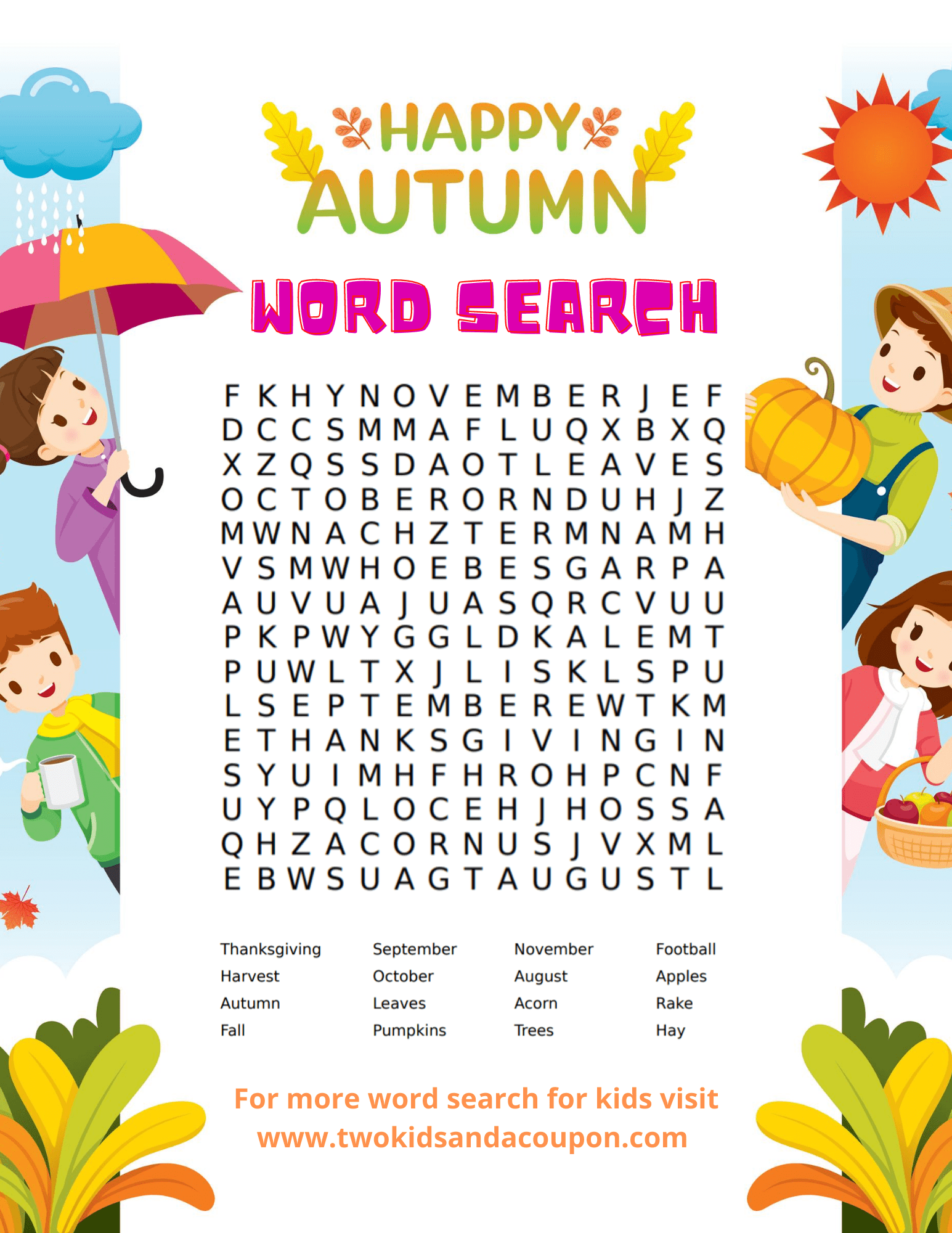 Printable Word Search For Kids