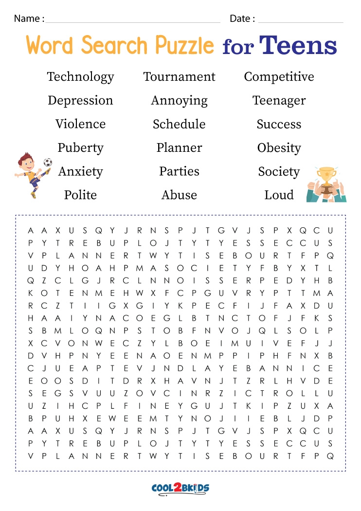 Printable Word Search Puzzles For Teenagers Word Search Maker