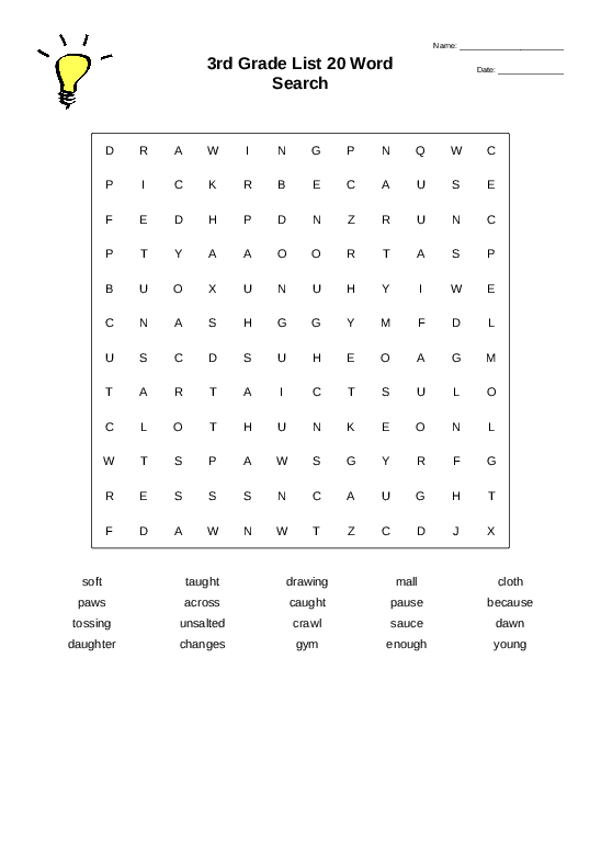 Printable Word Searches For 3Rd Graders Printable Word Searches For 3Rd Graders