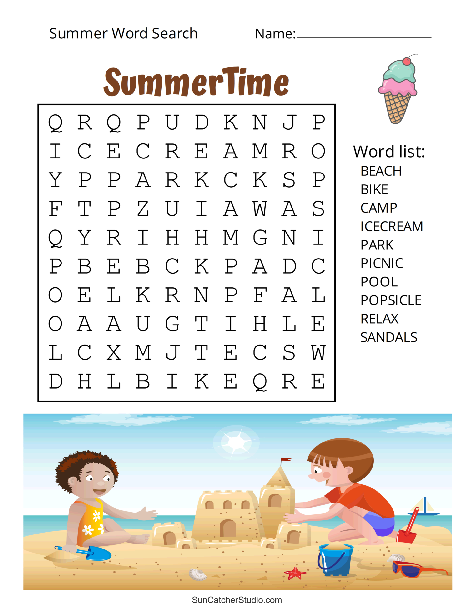 Printable Word Summertime 3rd Grade Summer Worksheets Education