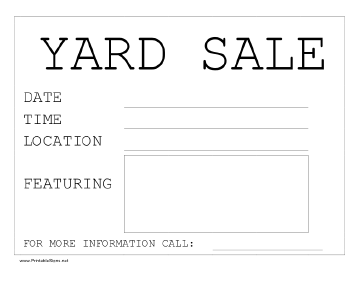Printable Yard Sale Sign