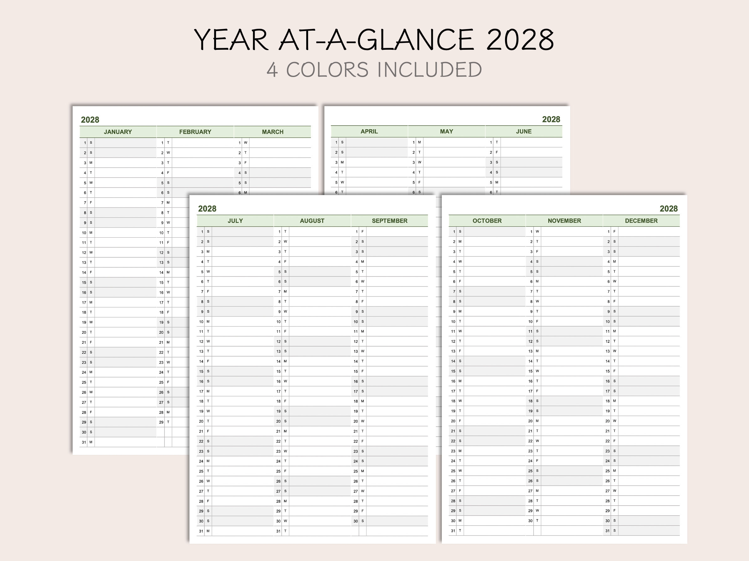 Printable Yearly Planner Calendar 2028 Yearly Overview 2028 Year At a Printable Yearly Planner Calendar 2028 Yearly Overview 2028 Year At a