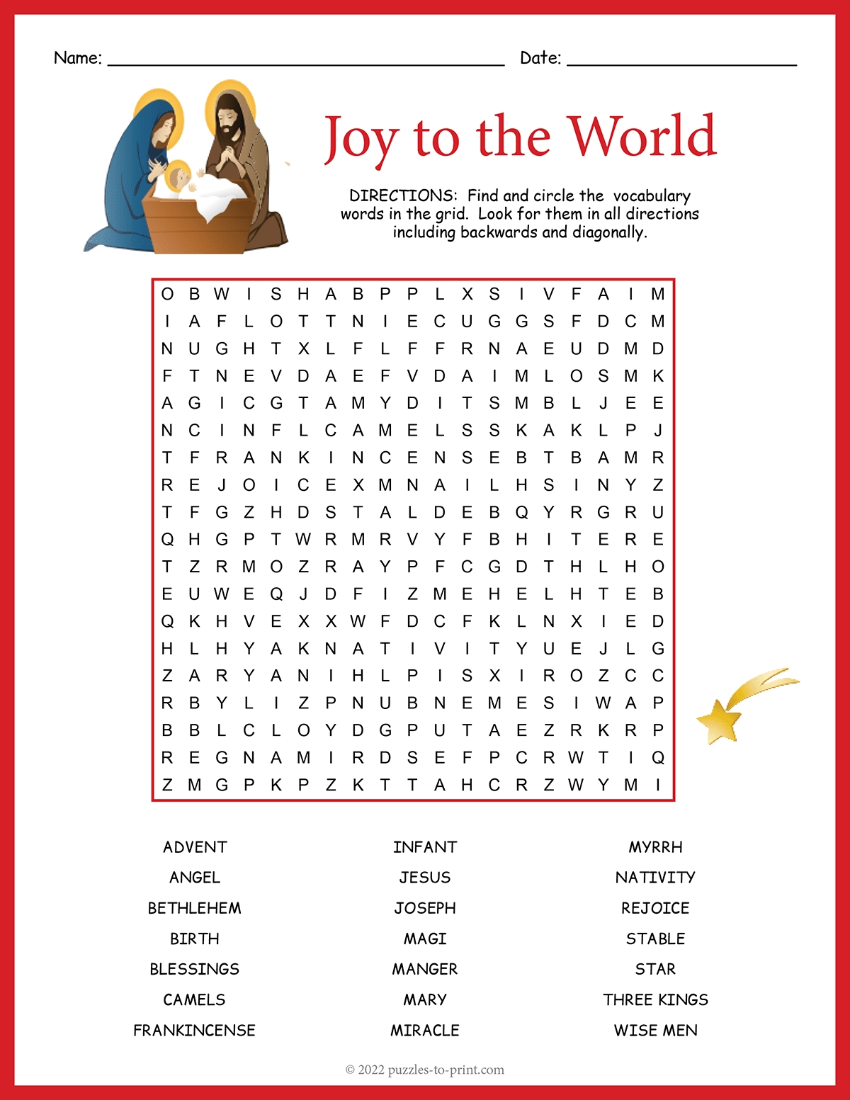 Religious Christmas Word Search Printable