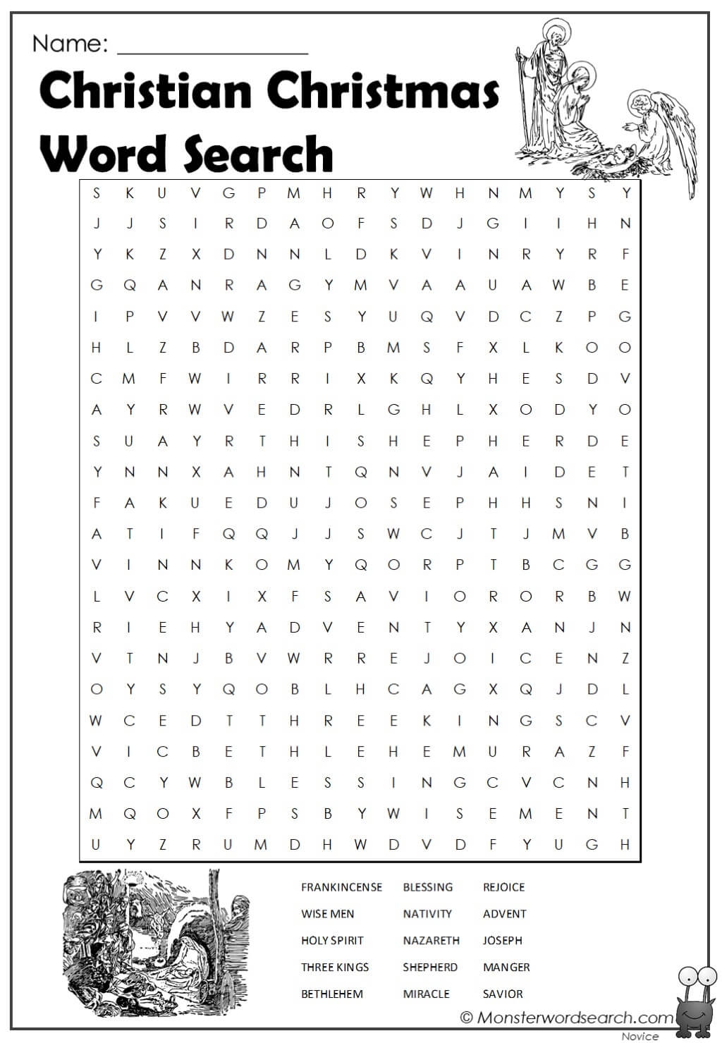 Religious Christmas Word Search Printable