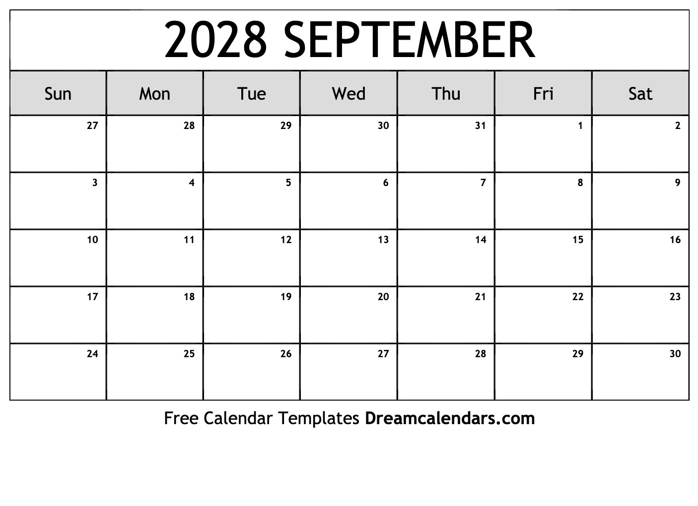 September 2028 Calendar Free Printable With Holidays And Observances