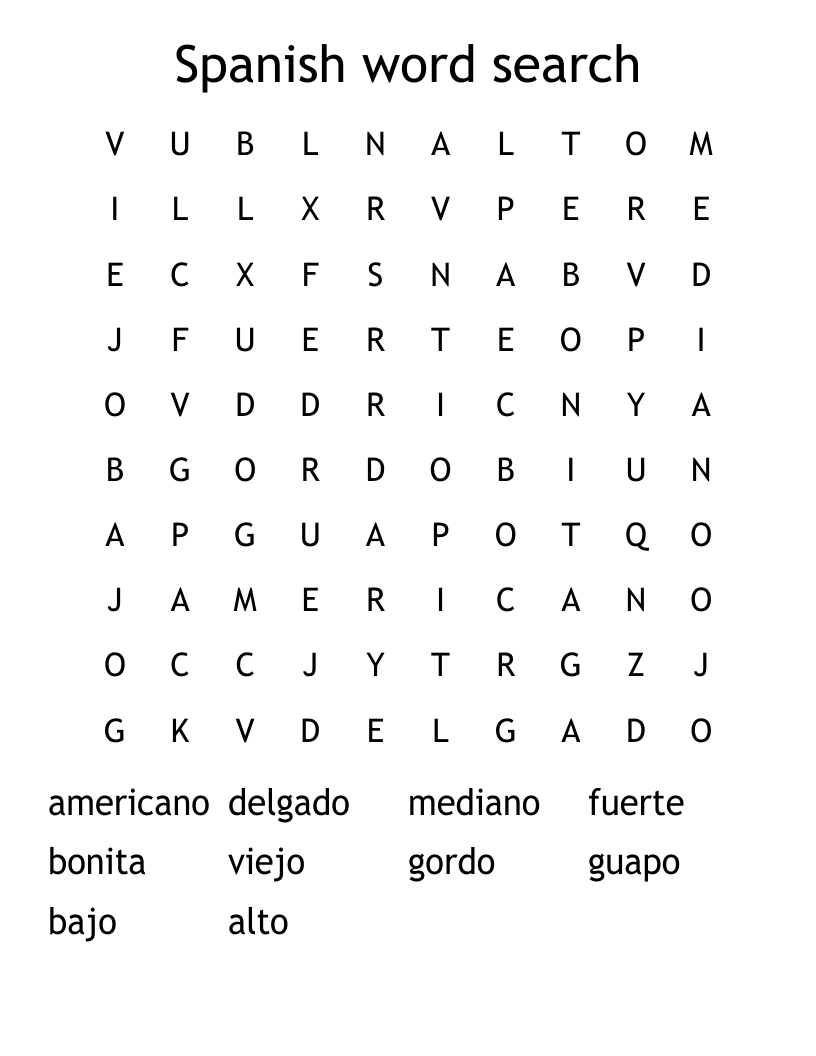 Spanish Word Search WordMint Spanish Word Search WordMint