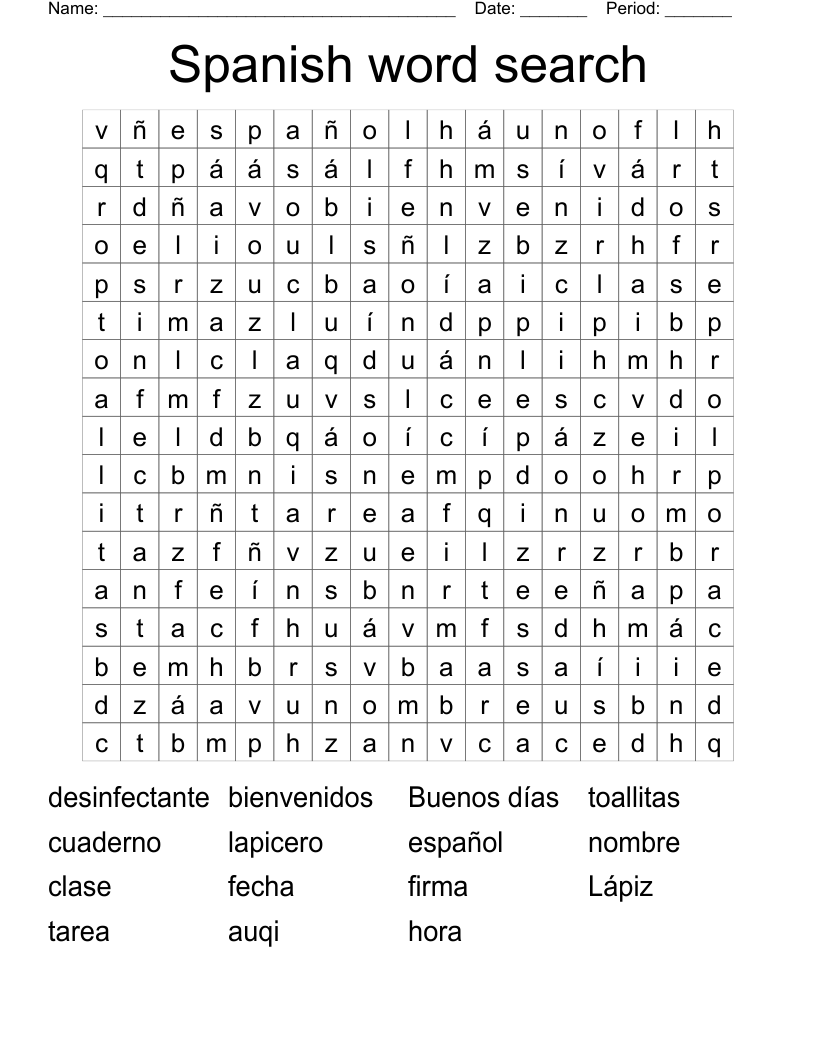 Spanish Word Searches Printable Pdf Word Search Maker Spanish Word Searches Printable Pdf Word Search Maker
