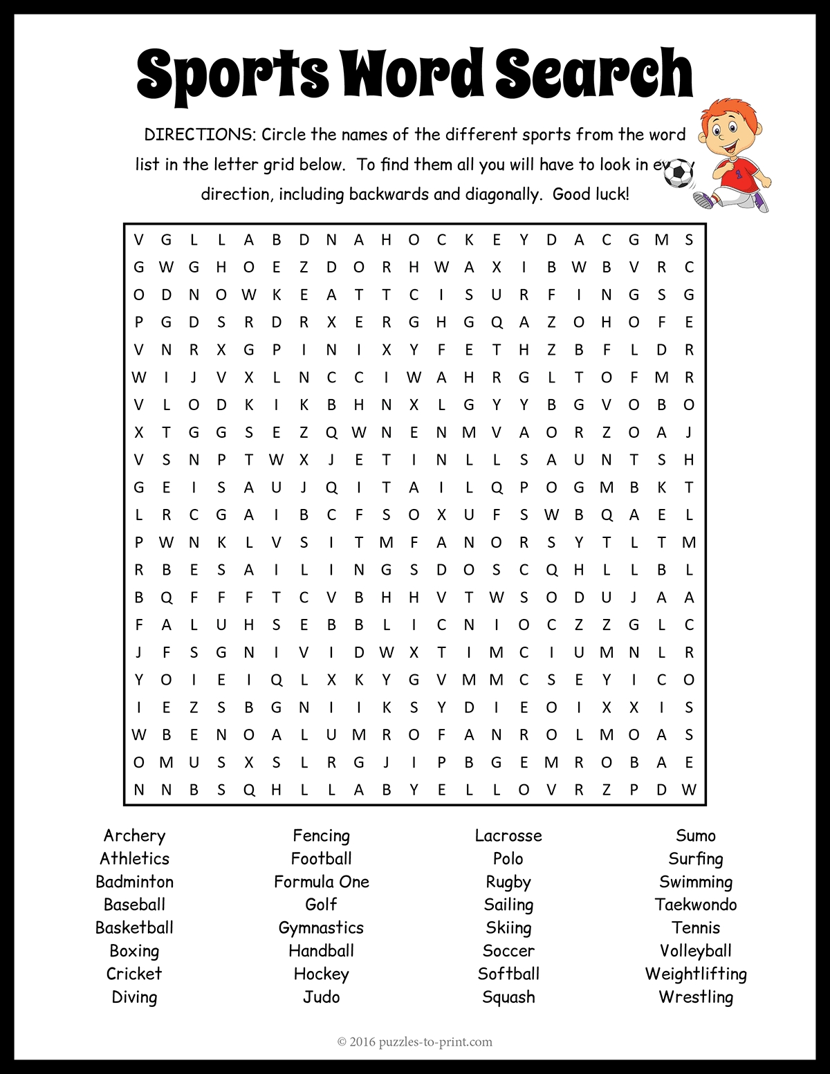 Sports Word Searches