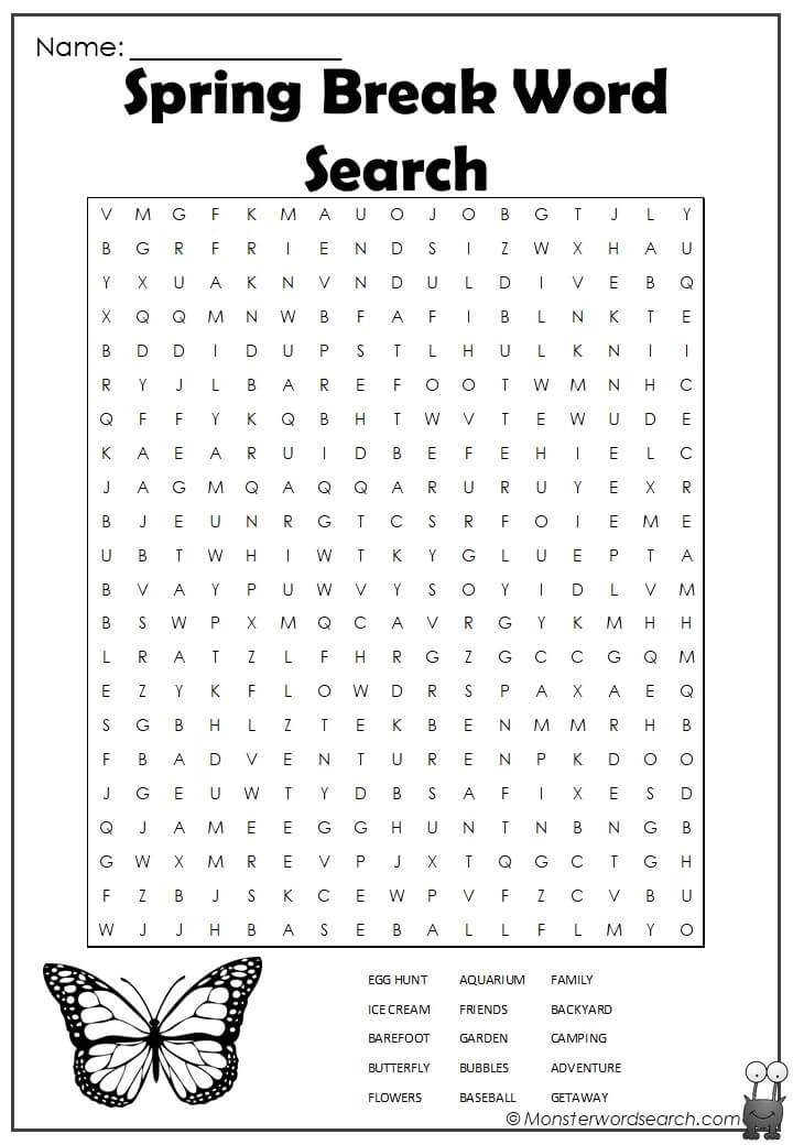 Spring Break Word Search Printable Printable Word Searches Spring Break Word Search Printable Printable Word Searches