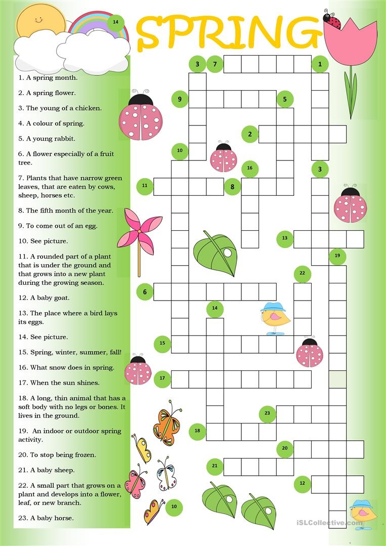 Spring Crossword Puzzle Free Printable Printable Template Free Emma