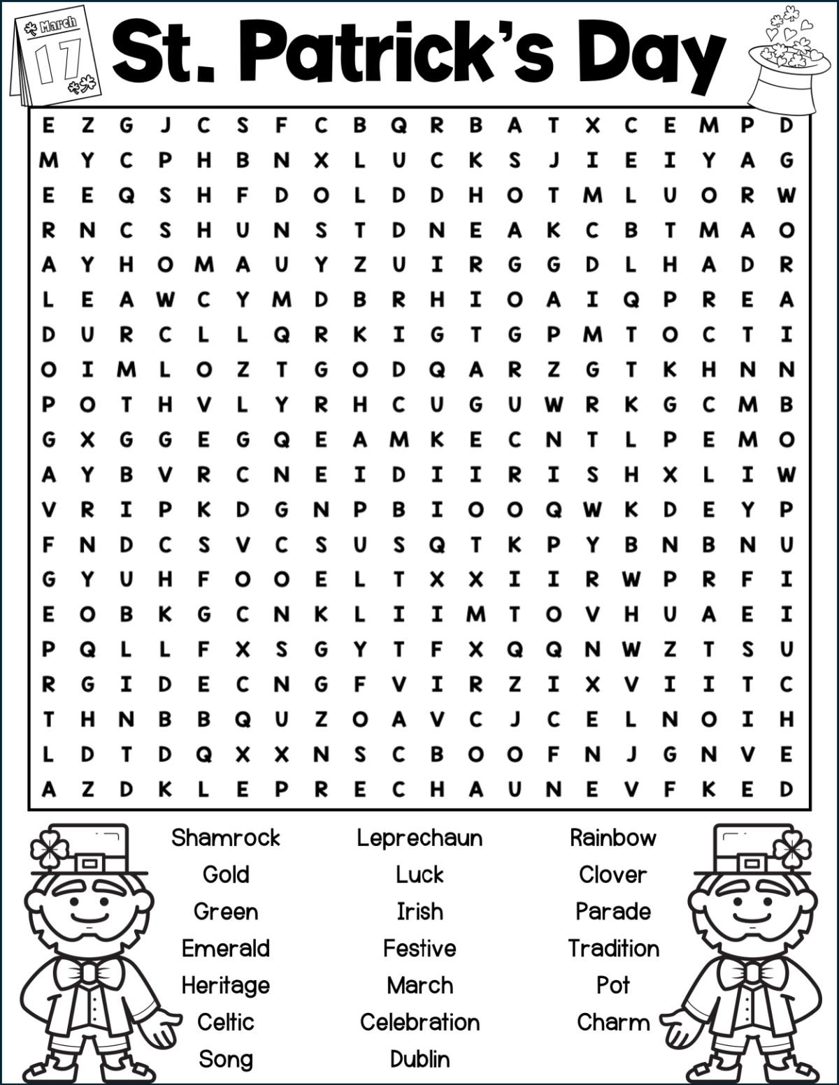 St Patrick 39 s Day Word Search Free Printable For Kids Our Crafty Mom