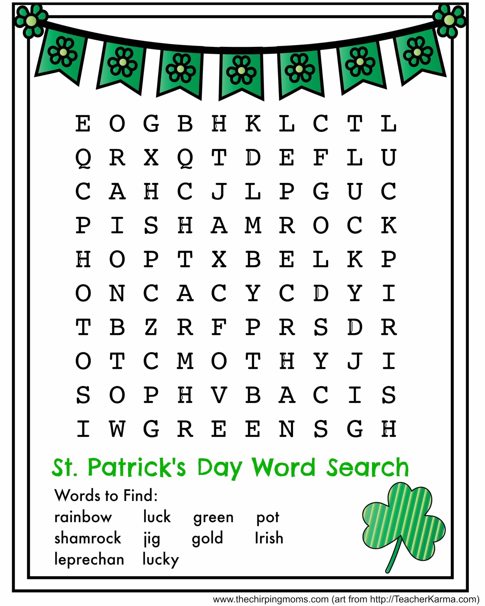 St Patrick 39 s Day Word Search Free Printable The Chirping Moms