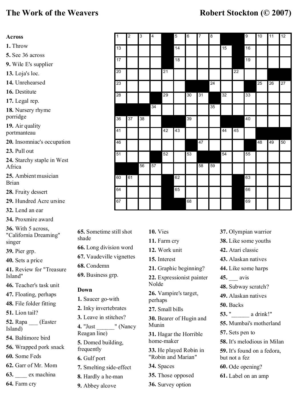 Sunday Crosswords To Print Free Printable Crosswords