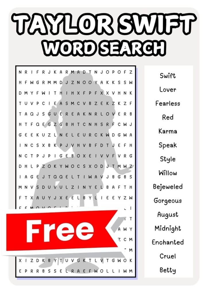 Taylor Swift Word Searches 12 Free Printable Pdfs Teach Prints