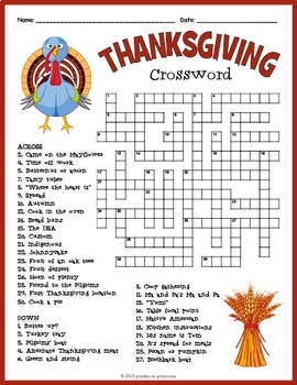 Thanksgiving Crossword Puzzle By Puzzles To Print TpT Thanksgiving Crossword Puzzle By Puzzles To Print TpT