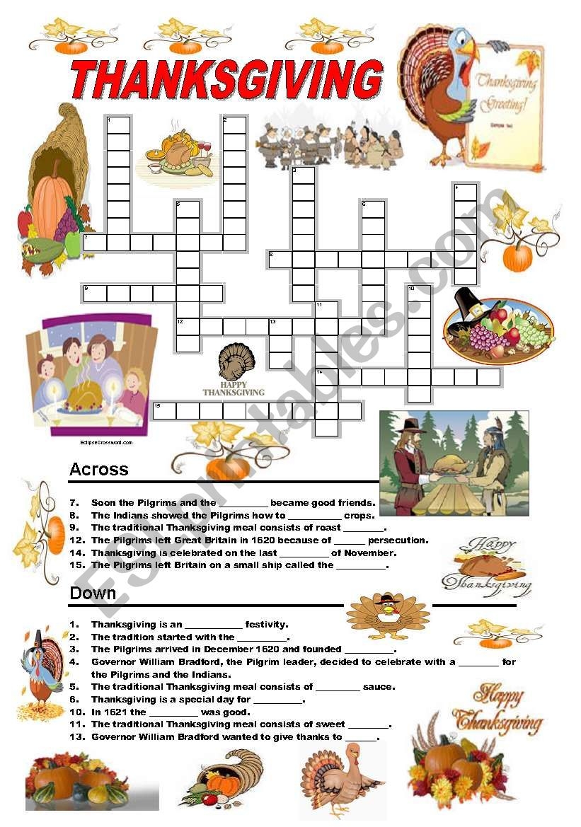 Thanksgiving Crossword Puzzles Printable Printable Free Templates