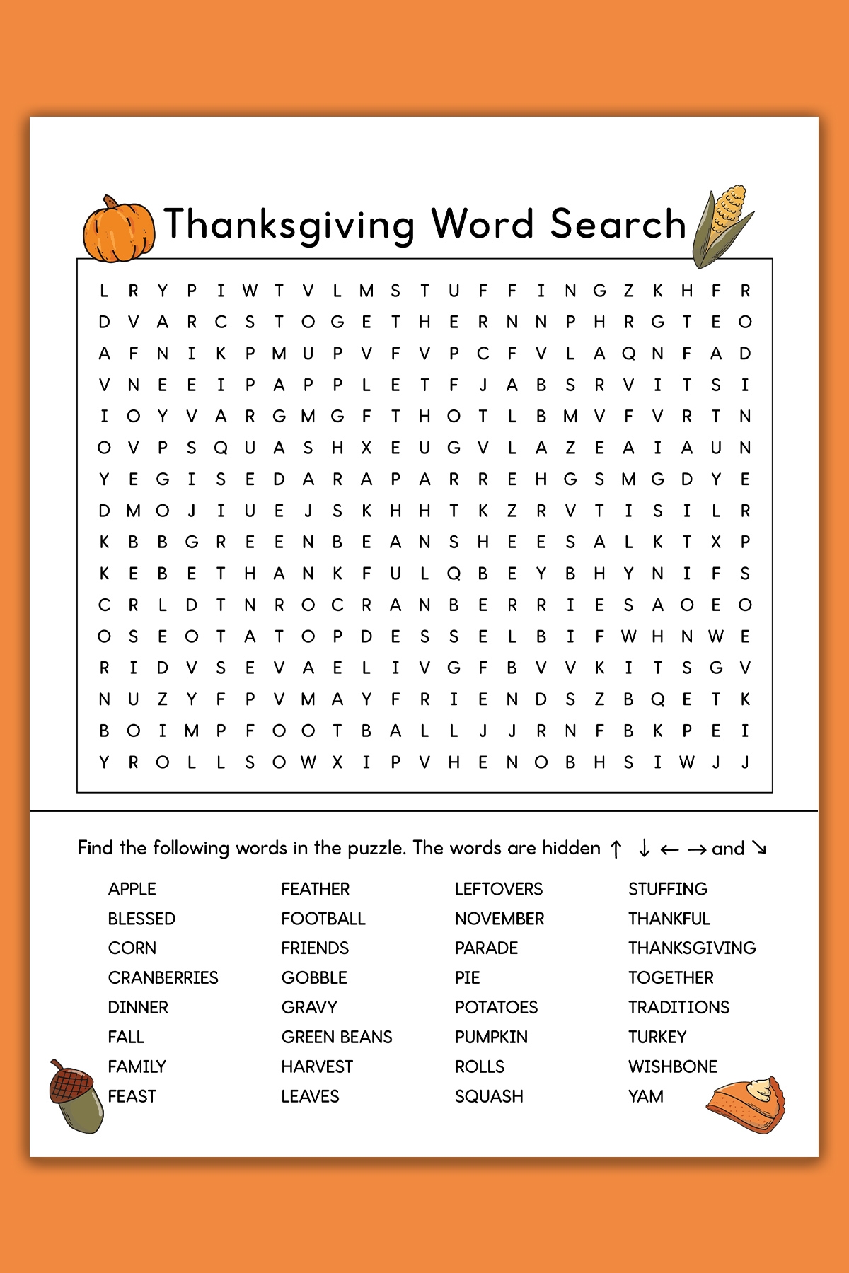 Thanksgiving Word Search Printable For Kids Word Search Maker
