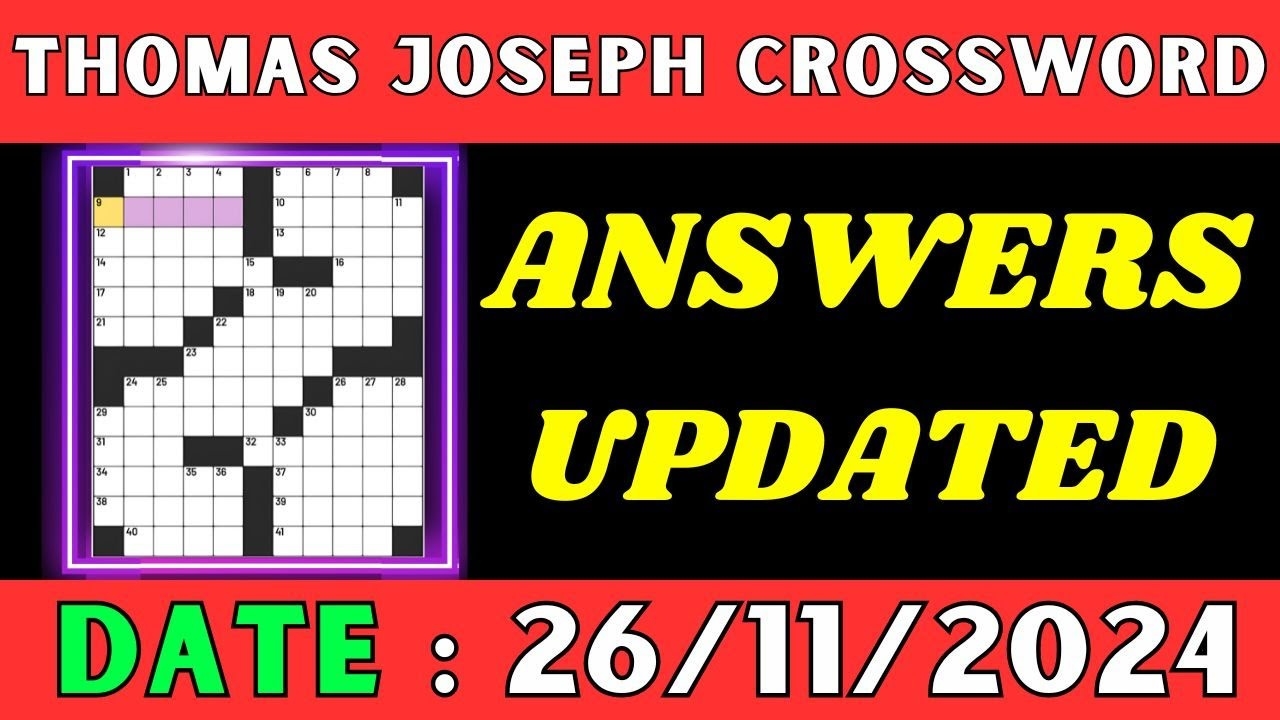 Thomas Joseph Crossword Printable Version FREE Printable