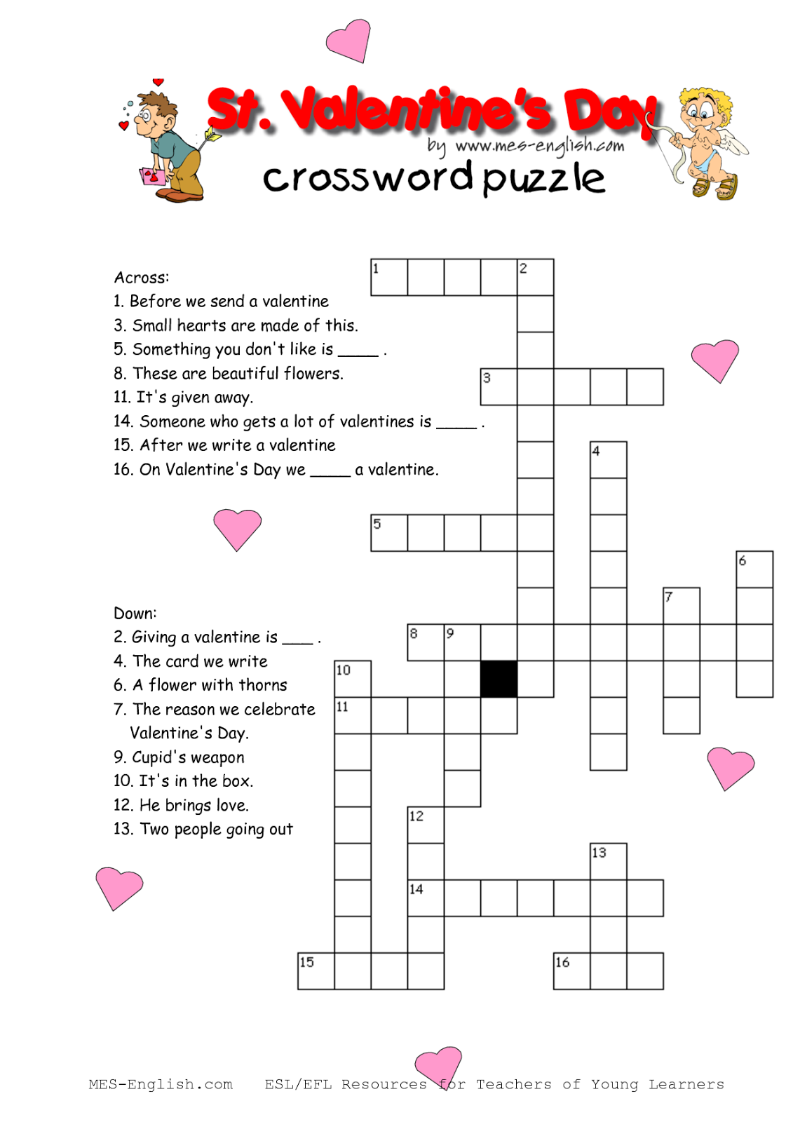 Valentine 39 s Day Crossword Puzzles