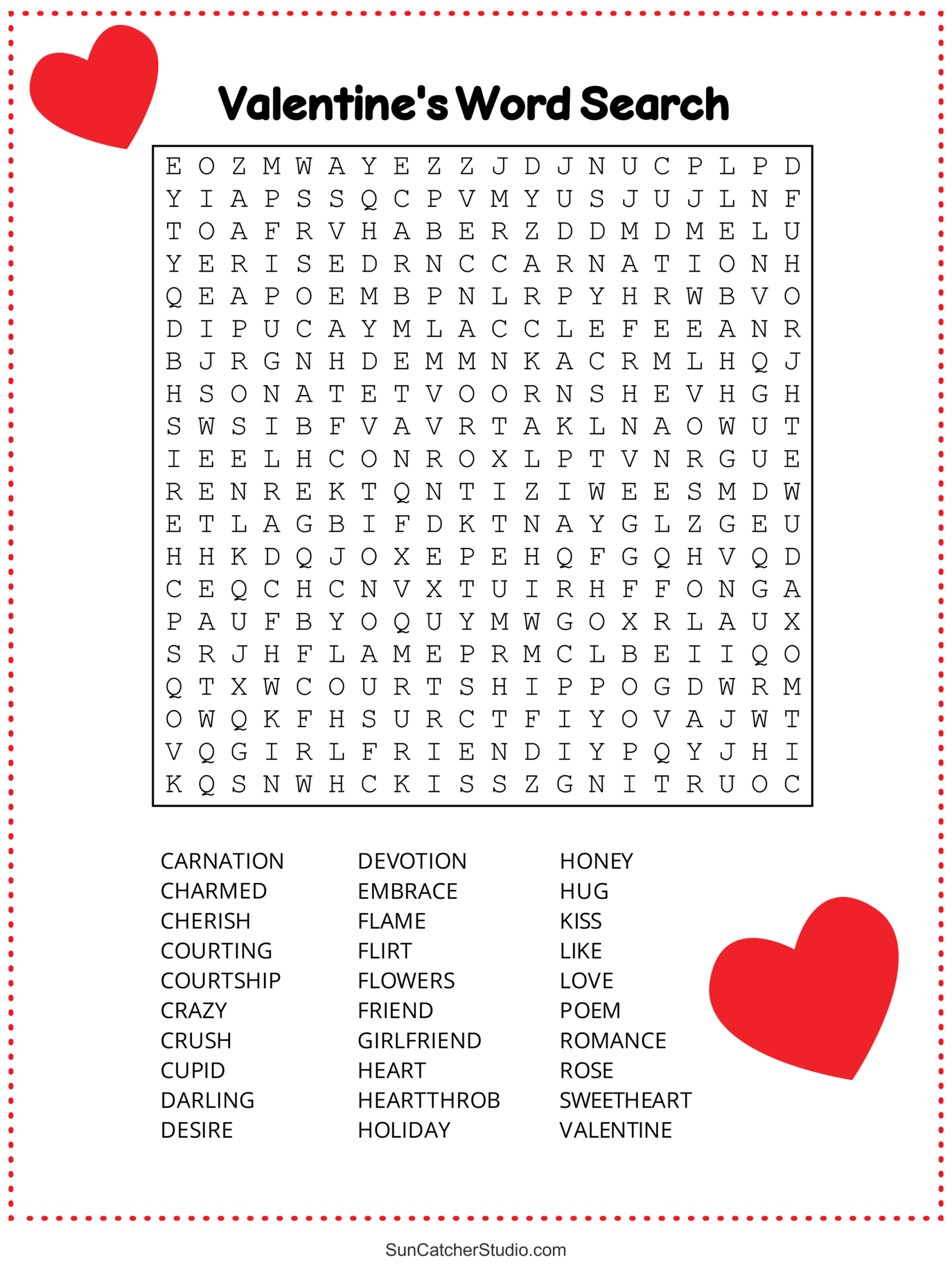Valentine s Day Word Search Free Printable PDF Puzzles Free