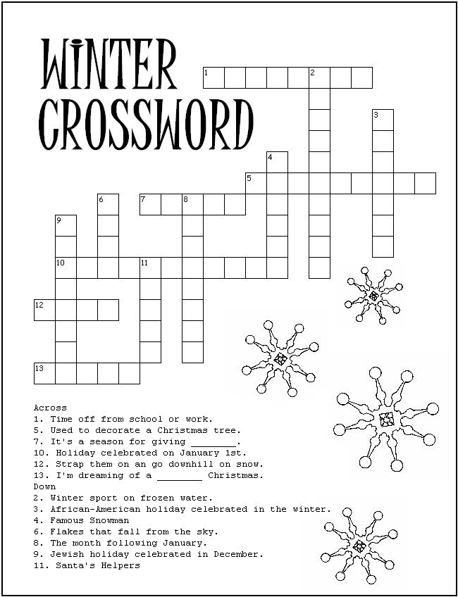 Winter Crossword Puzzle Free Printable Printable Templates Winter Crossword Puzzle Free Printable Printable Templates