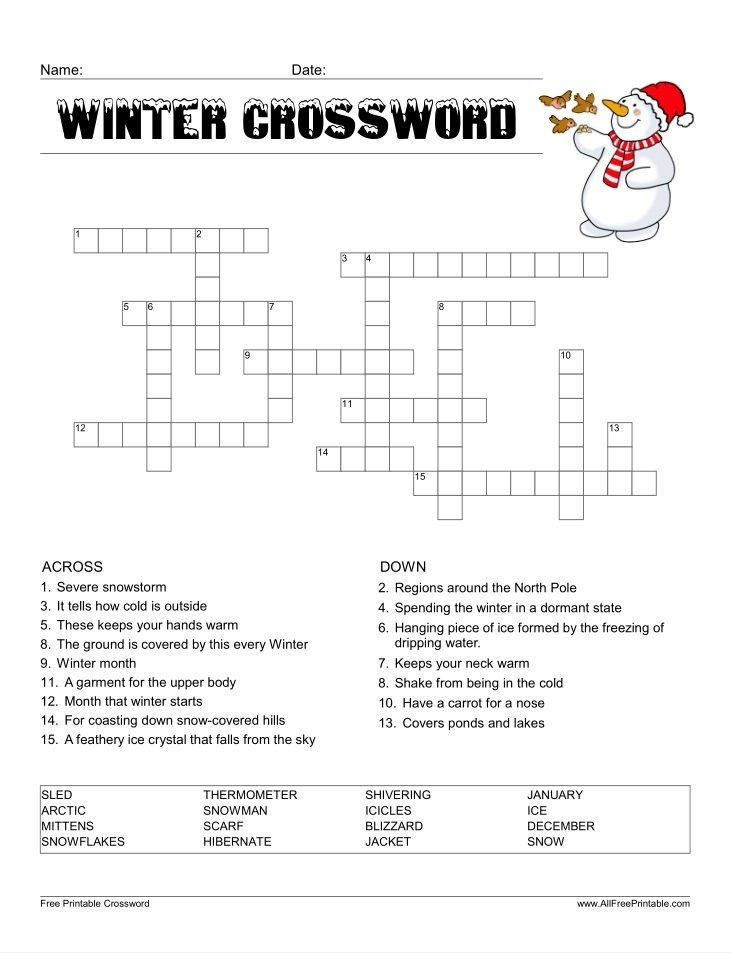 Winter Crossword Puzzles For Kids Bipper And Wick Crossword Puzzles Winter Crossword Puzzles For Kids Bipper And Wick Crossword Puzzles