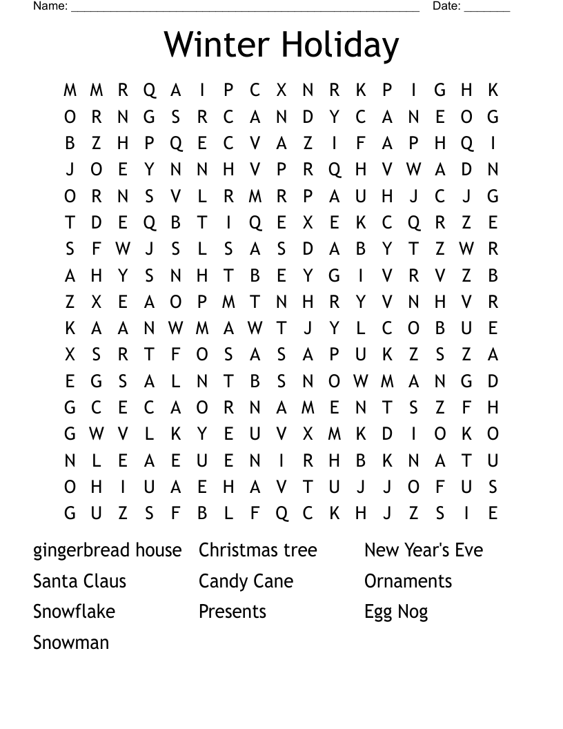 Winter Holiday Word Search Printable Free Word Search Maker Winter Holiday Word Search Printable Free Word Search Maker