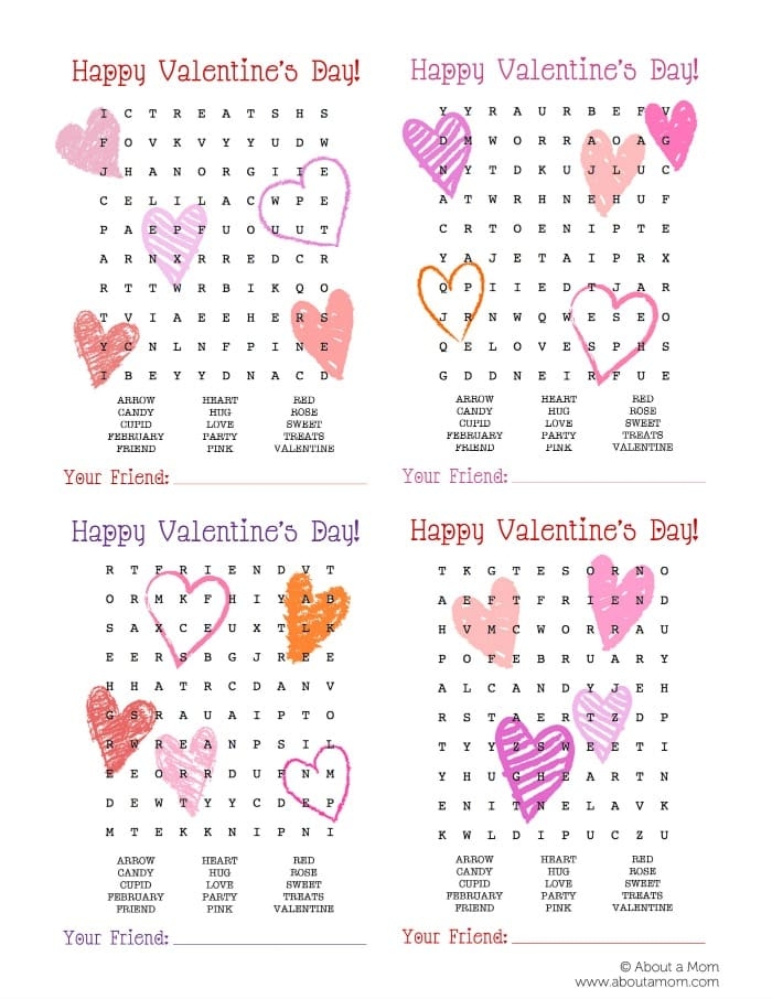 Word Search Printable Valentines About A Mom