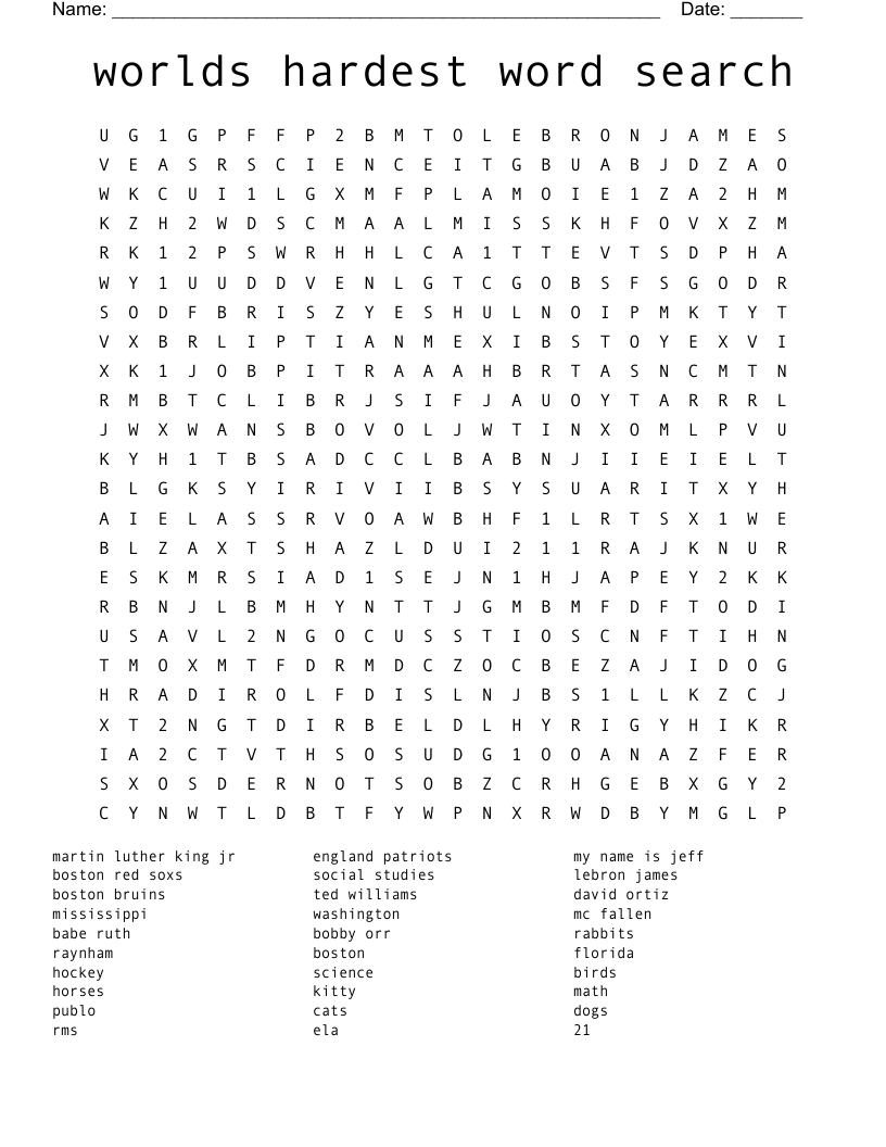 Worlds Hardest Word Search Printable Word Search Maker