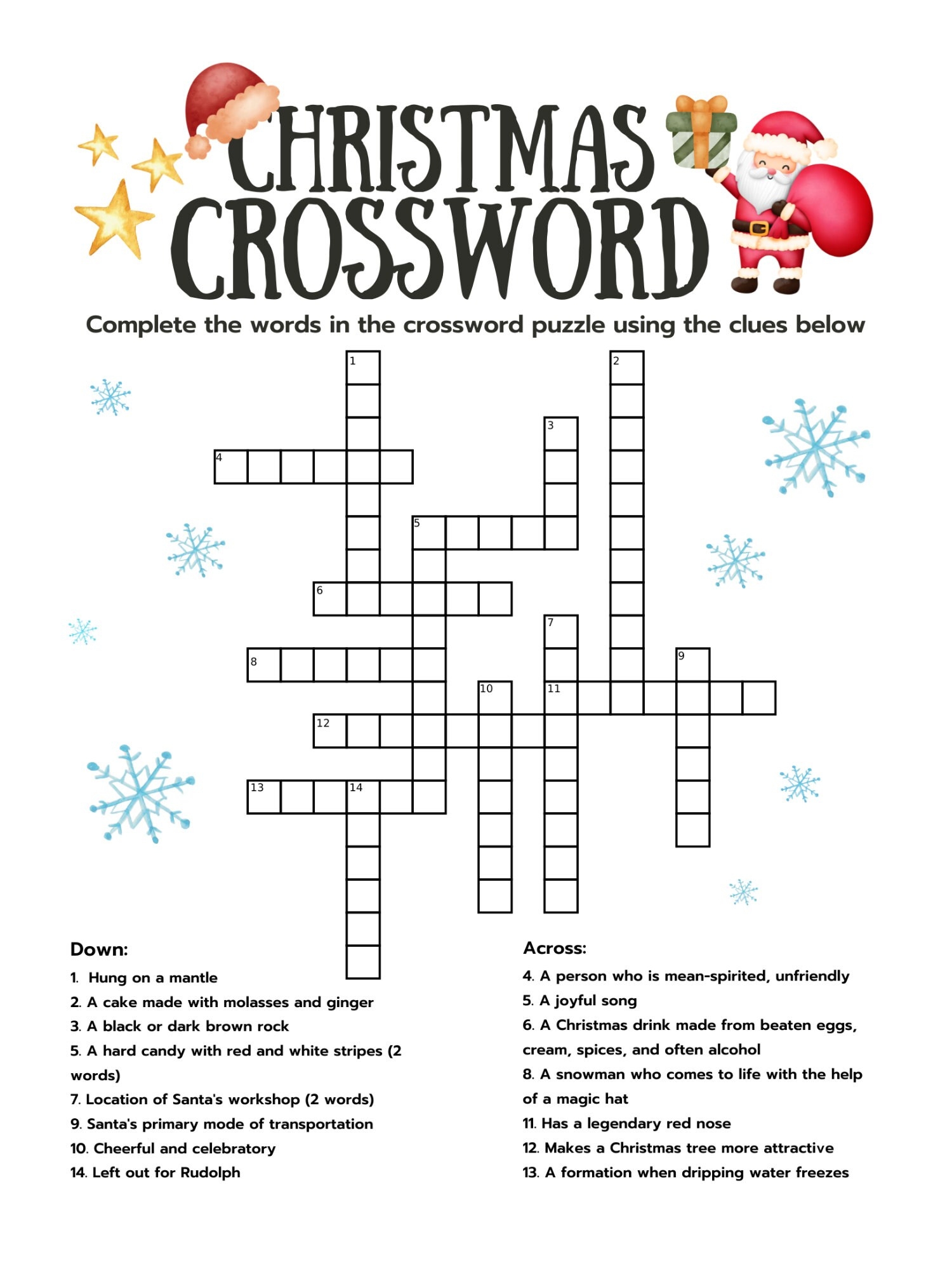 Xmas Crossword Puzzles Printable All FREE Printables